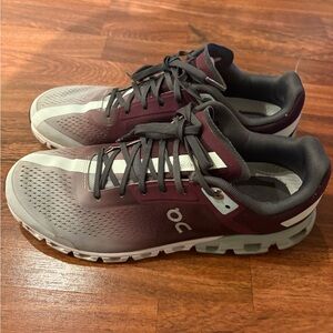 On Running   Women Gray and Maroon Running Shoes